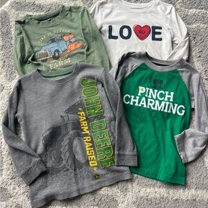 John Deere Green and Gray Tractor Long Sleeve Tee